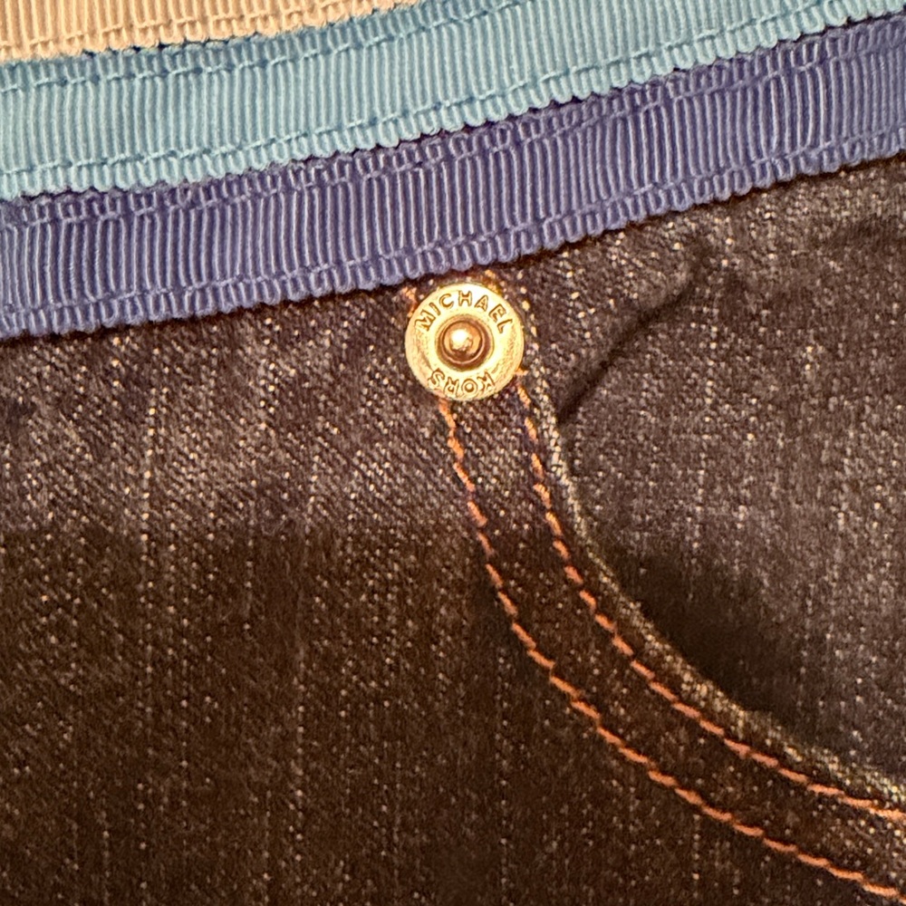 Michael Kors Dark Indigo Straight Leg Jeans Blue Striped Waistband size 8 - Picture 4 of 12